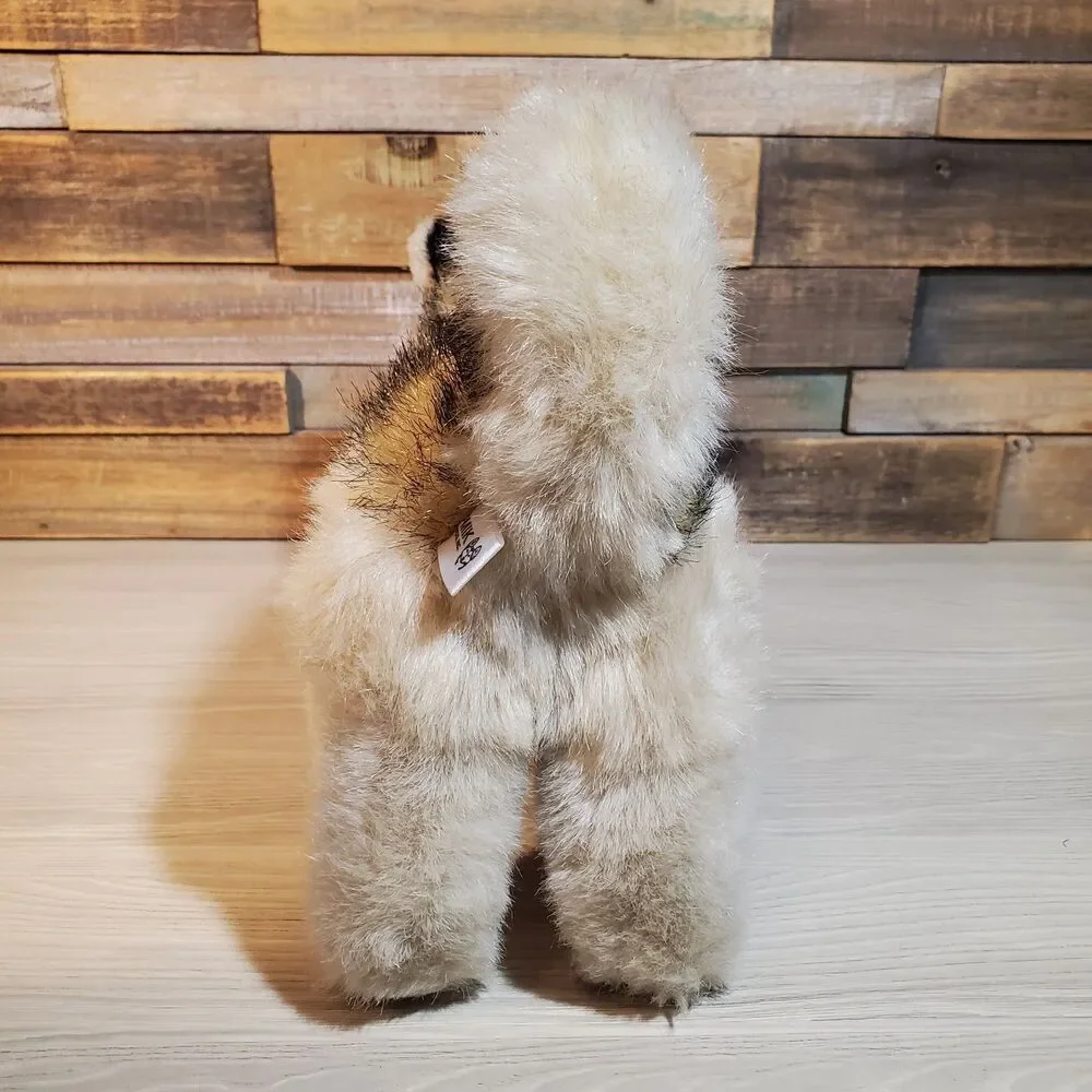 Kipmik Alaskan Husky Sled Dog 12” Realistic Fur Standing Plush Harness Blue Eyes